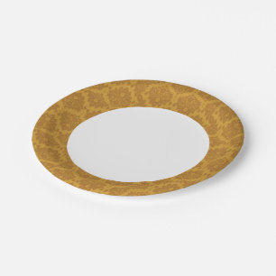 Assiettes En Carton Damas dorées de luxe