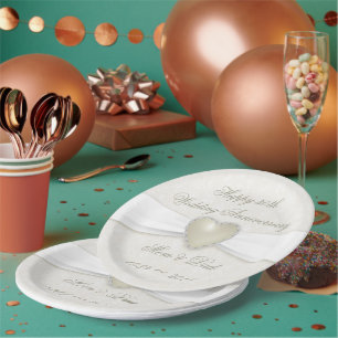 Assiettes En Carton Damask 30e anniversaire Mariage papier plaque