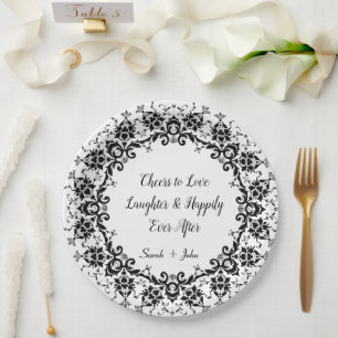 Assiettes En Carton Damask Cheers to Love Rires Occasion Mariage