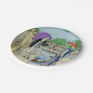 Assiettes En Carton Dames des années 1920 à la régate de course d'équi
