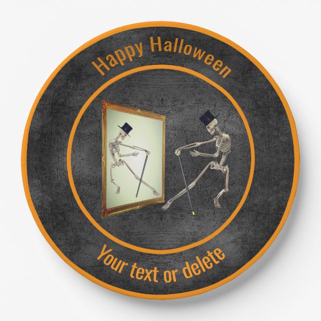 Assiettes En Carton Dancing Skeleton Personnalisé Halloween (Devant)