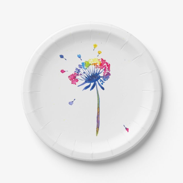 Assiettes En Carton Dandelion arc-en-ciel (Devant)