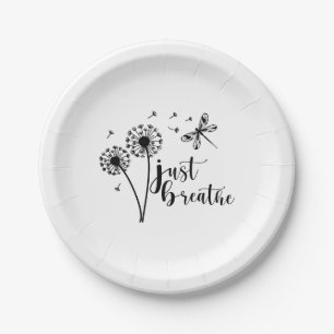 Assiettes En Carton Dandelion Dragonfly Just Breathe