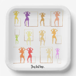 Assiettes En Carton Danse avec les couleurs Femme Kaleidoscope