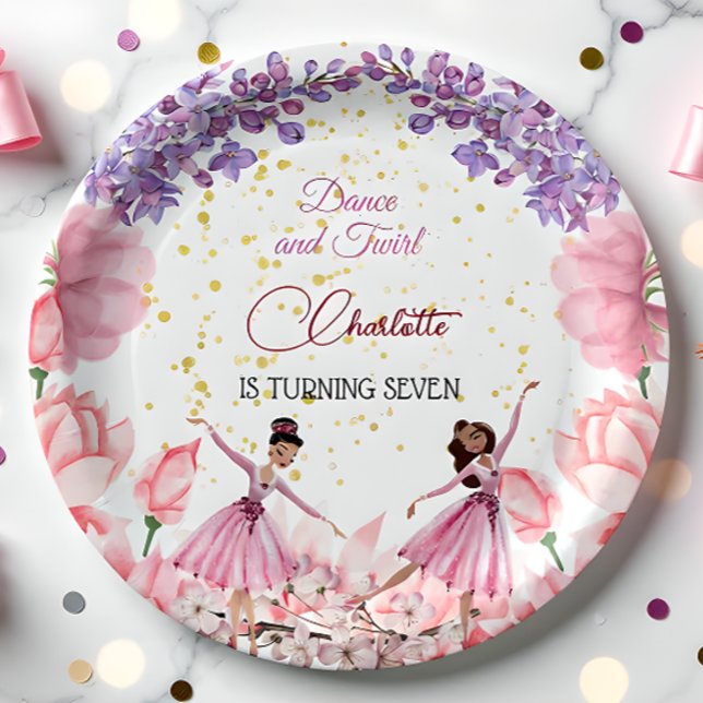 Assiettes En Carton Danse et ballerine tourbillon anniversaire (Créateur téléchargé)