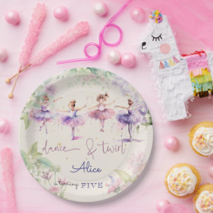 Assiettes En Carton Danse et tournoi ballerine aquarelle anniversaire