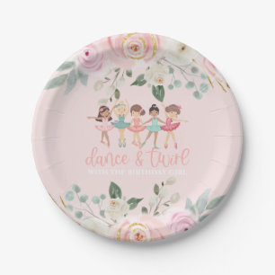 Assiettes En Carton Danse et Tournoiement Floral Ballet Anniversaire