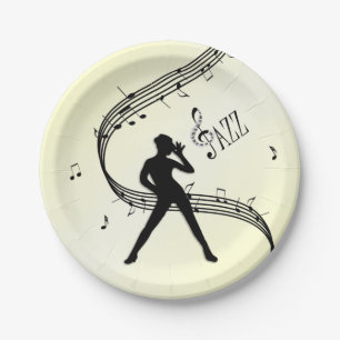 Assiettes En Carton Danse Jazz Musique Jaune  