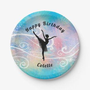 Assiettes En Carton Danse Joyeux Anniversaire Ballerina Swirl Plaque d