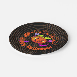 Assiettes En Carton Danser Happy Citrouille Halloween 