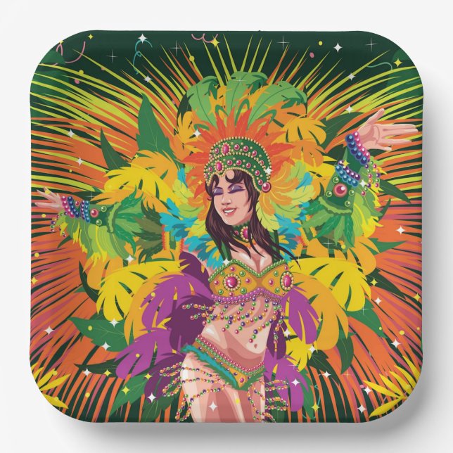 Assiettes En Carton Danseur du carnaval de Rio (Recto)