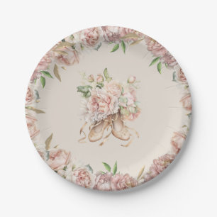 Assiettes En Carton Danseur Floral Ballet Anniversaire