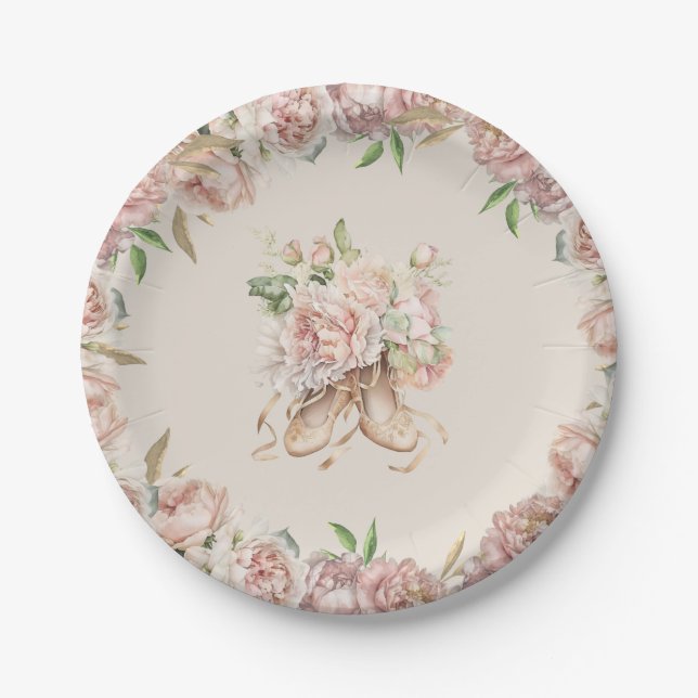 Assiettes En Carton Danseur Floral Ballet Anniversaire (Devant)