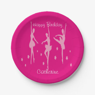Assiettes En Carton Danseurs de ballet rose Plaques personnalisées en