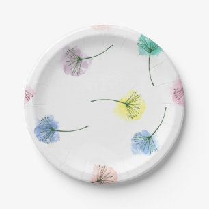 Assiettes En Carton Dansons   Motif floral aquarelle