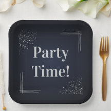 Dark Blue & Silver Birthday Custom Paper Plates