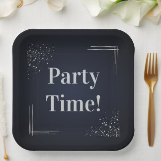 Assiettes En Carton Dark Blue & Silver Birthday Custom Paper Plates