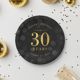 Assiettes En Carton Dark Bokeh Gold salue à 30 ans anniversaire