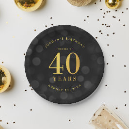 Assiettes En Carton Dark Bokeh Gold salue à 40 ans anniversaire