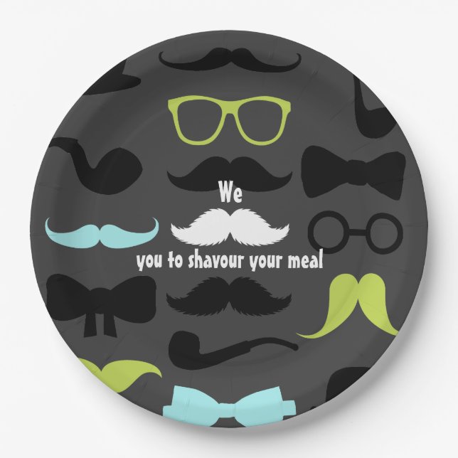 Assiettes En Carton Dashing Little Man Mustache Party (Devant)