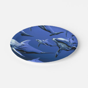 Assiettes En Carton Dauphin bleu