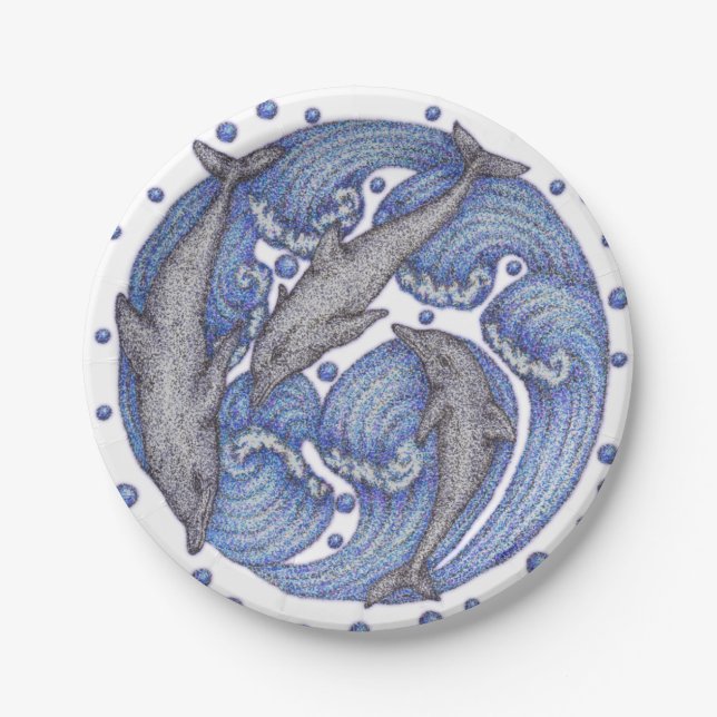 Assiettes En Carton Dauphins (Devant)