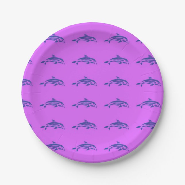 Assiettes En Carton Dauphins violets de la tribu Thunder_Cove (Devant)