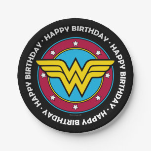 Assiettes En Carton DC Comics   Wonder Woman Circle & Stars Logo