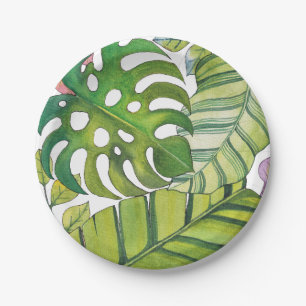 Assiettes En Carton De mignons Feuilles tropicaux en aquarelle