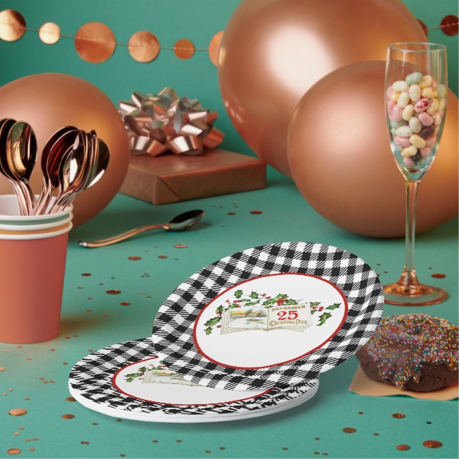 Assiettes En Carton Décembre 25ème 7" Plaque papier rond (Multi)