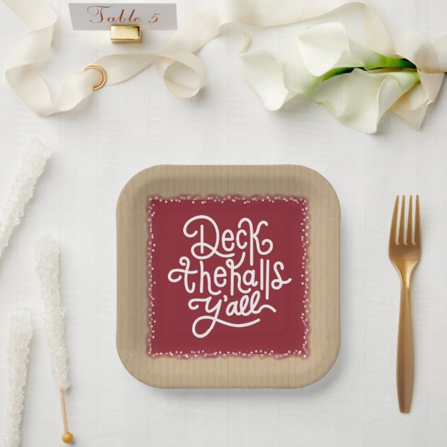 Assiettes En Carton Deck the Halls Y'all (Mariage)
