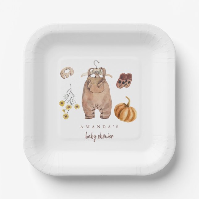 Assiettes En Carton Décor Baby shower citrouille (Recto)