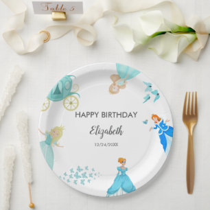 Assiettes En Carton Décor de fête d'anniversaire de la princesse Cendr