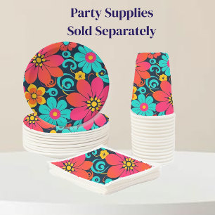 Assiettes En Carton Décor Dopamine - Fleurs Funky Lumineuses-Retro