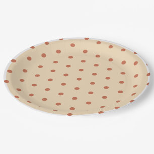 Assiettes En Carton Découpe blanche Pois Sand Terra Cotta