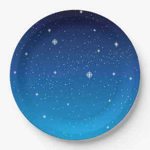 Assiettes En Carton Deep Blue Starry Night Sky