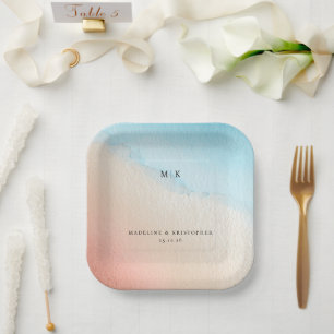 Assiettes En Carton Dégradé aquarelle pastel serein