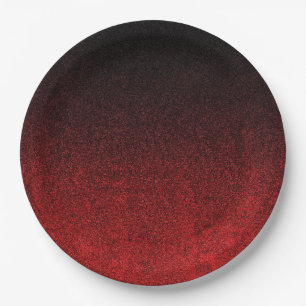 Assiettes En Carton Dégradé de Parties scintillant rouge et noire
