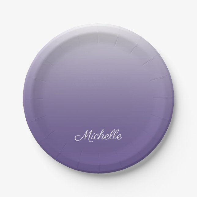 Assiettes En Carton dégradé personnalisé ombre Ultra Violet (Devant)