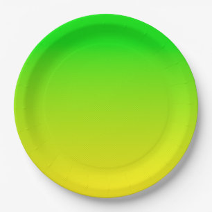 Assiettes En Carton Dégradé vert et jaune du néon