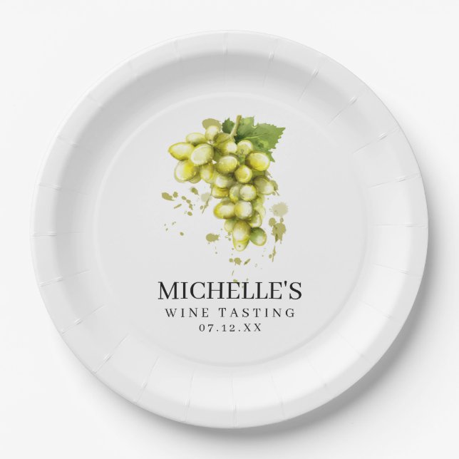 Assiettes En Carton Dégustation de vin de raisin blanc (Devant)