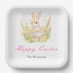 Assiettes En Carton Déjeuner de Pâques du lapin printanier