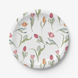 Assiettes En Carton Délicat Fleurs Cutes Tulipes