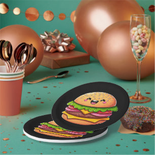Assiettes En Carton Délice de Burger Kawaii