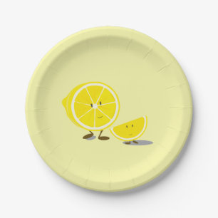 Assiettes En Carton Demi de citron et tranche de sourire de citron