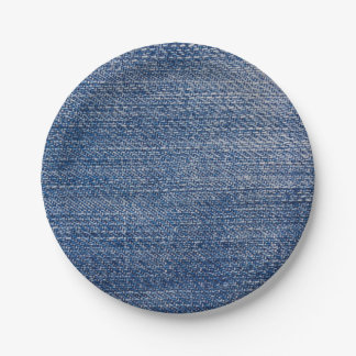 Assiettes En Carton Denim Blue Jeans Faux Texture rustique