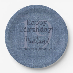 Assiettes En Carton Denim Look Personnalisable Plaque en papier HAMbyW