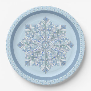 Assiettes En Carton Dentelle en céramique bleu clair
