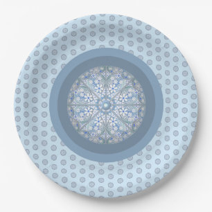 Assiettes En Carton Dentelle en céramique bleu clair