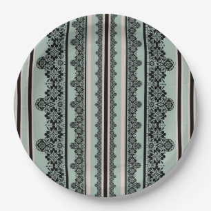 Assiettes En Carton Dentelle noire, oreiller jetable ouvert